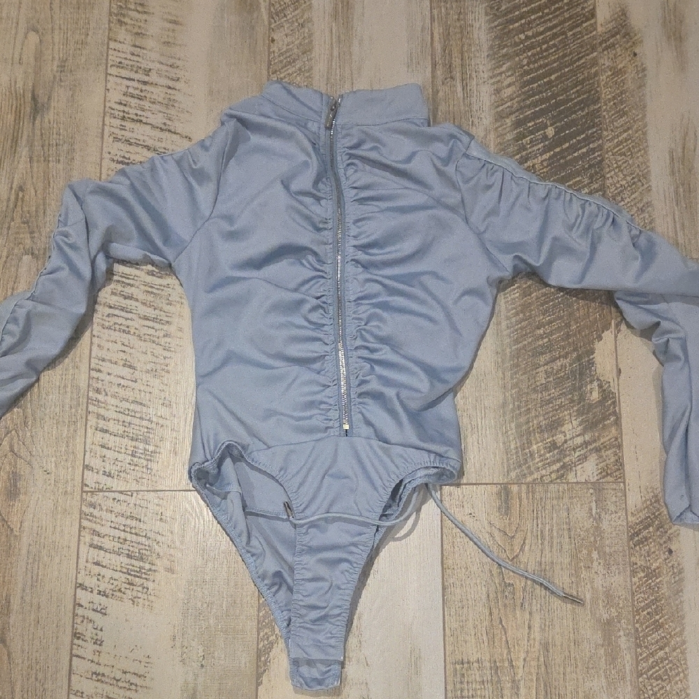 Maniere De Voir Grey Gathered Bodysuit - Picture 8 of 16